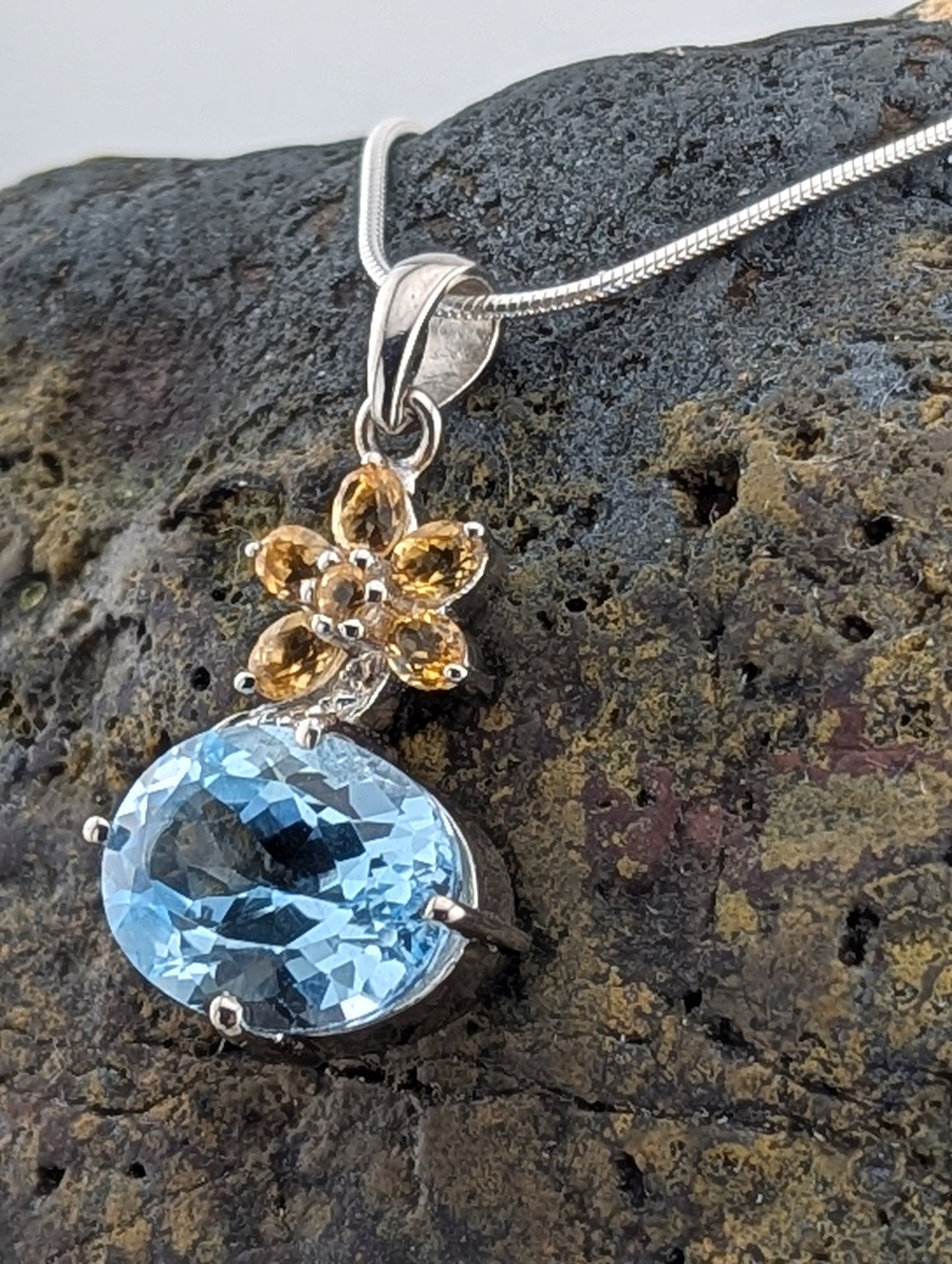 Blue Topaz Floral Necklace
