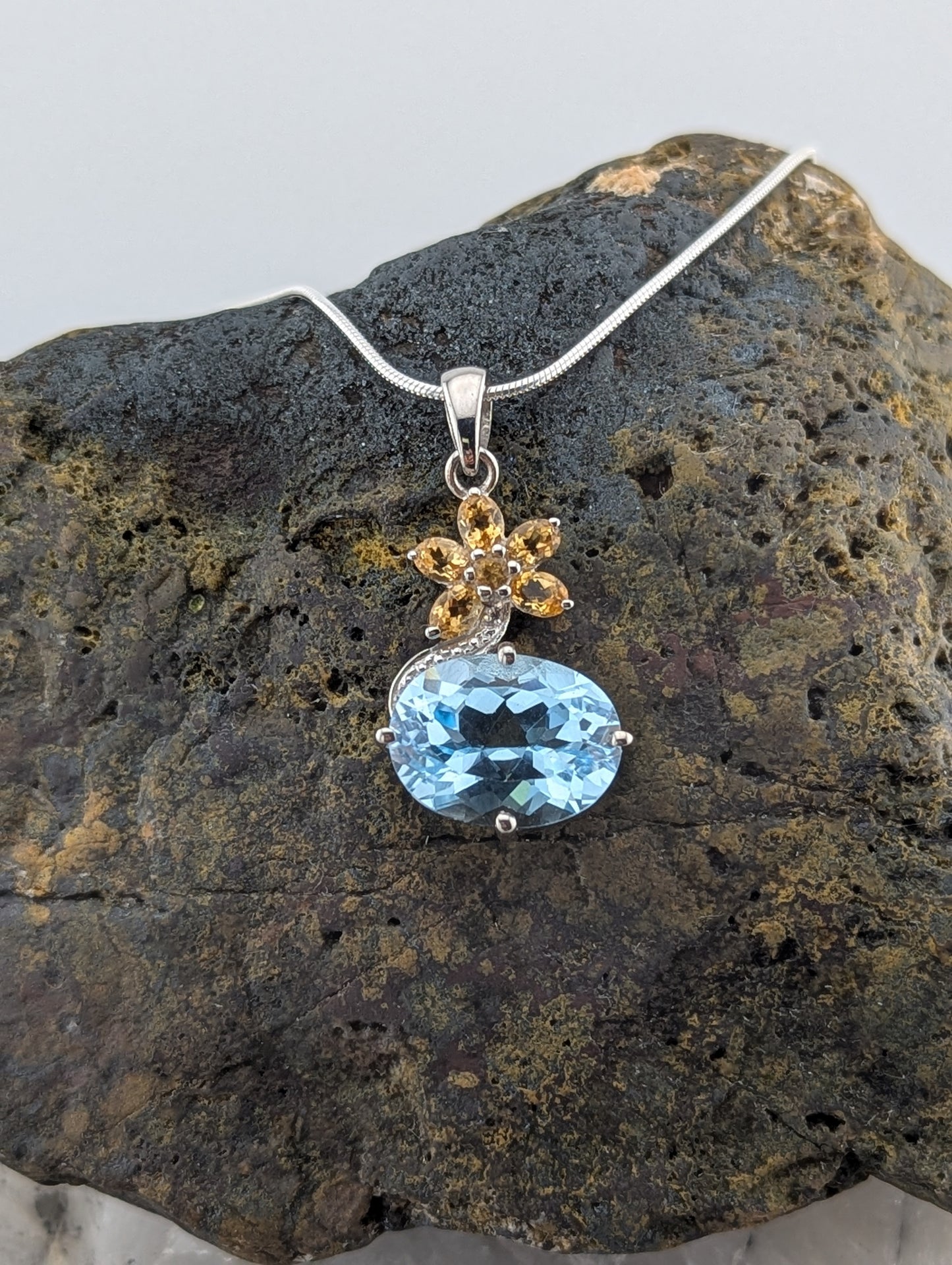 Blue Topaz Floral Necklace