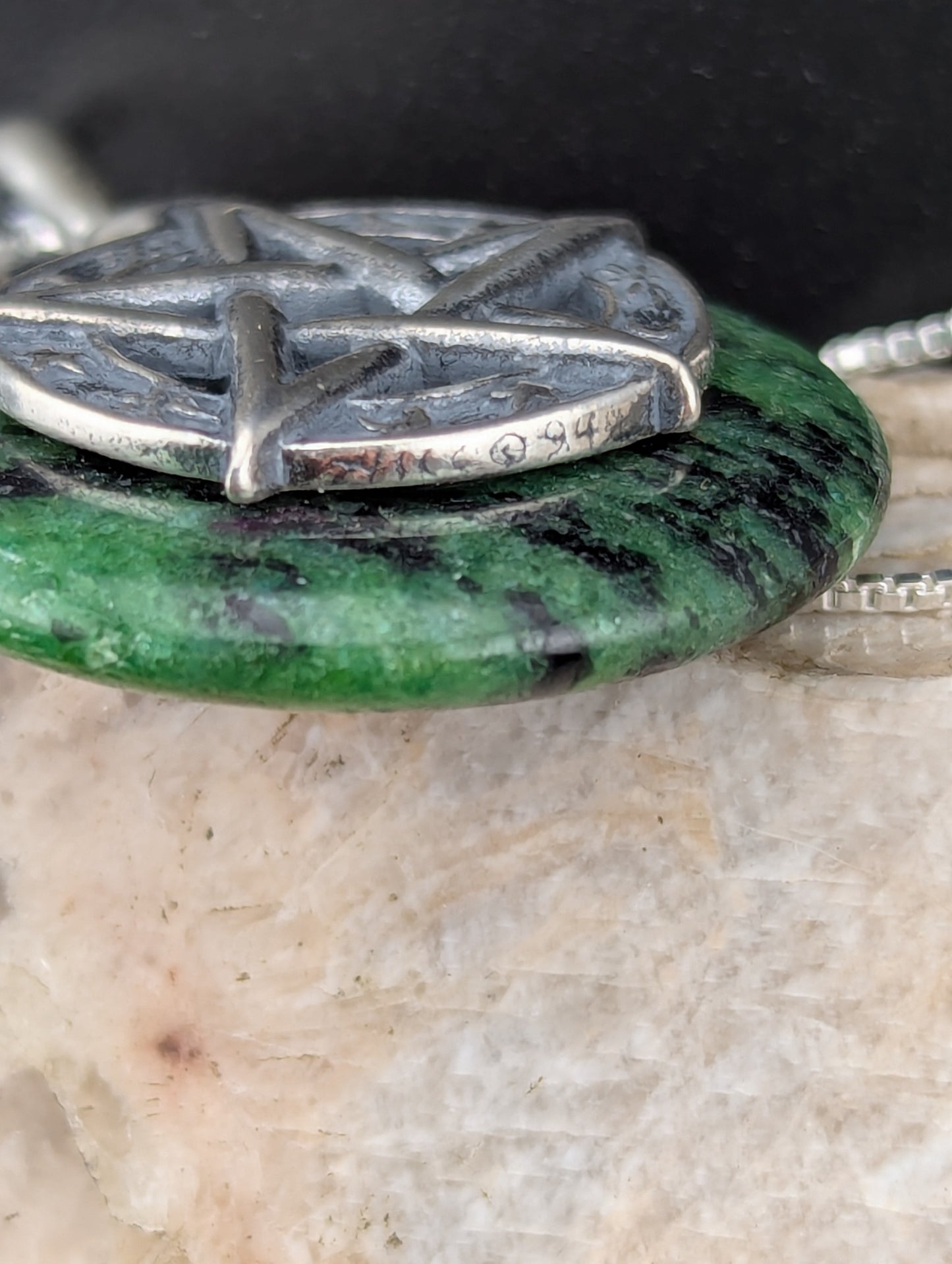 Ruby Zoisite Pentacle Necklace