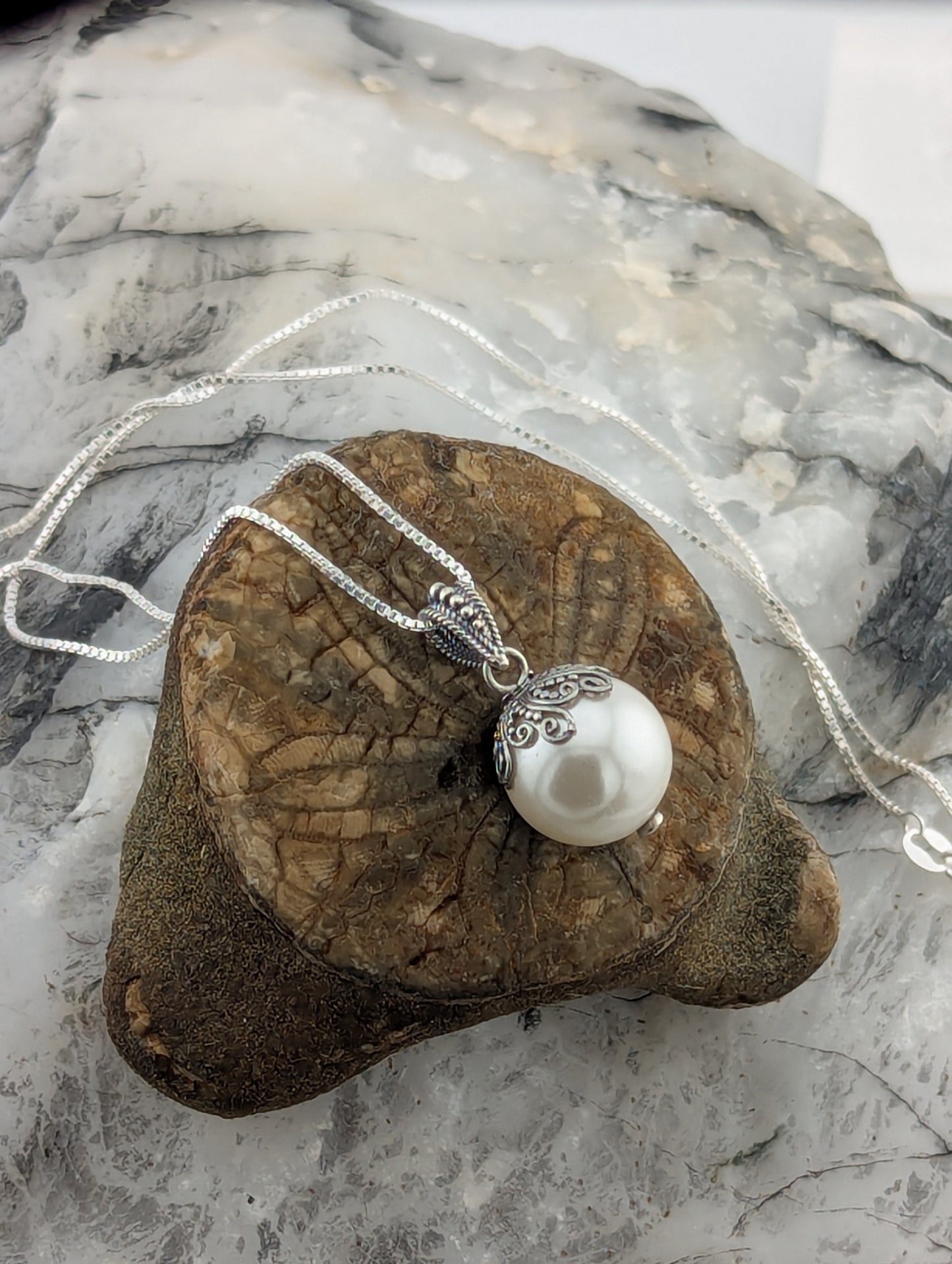 White Shell Pearl Necklace