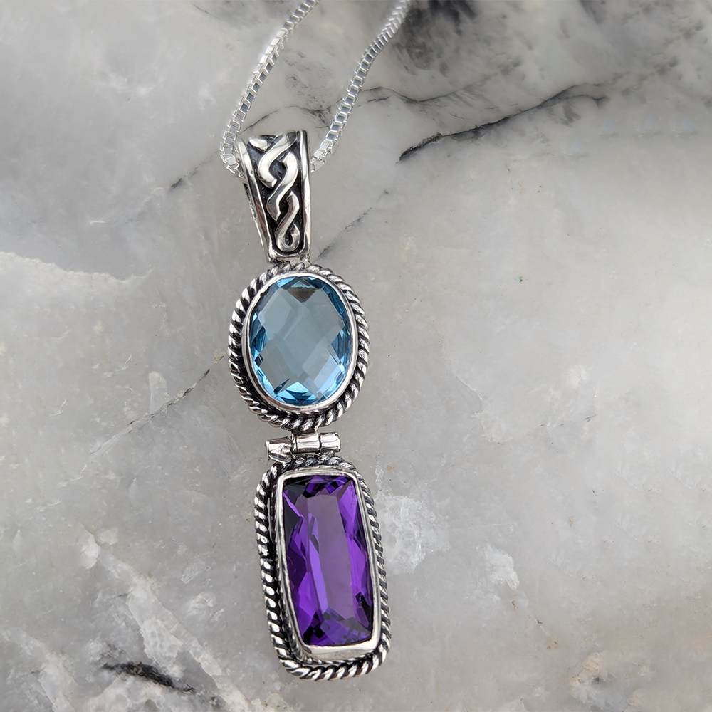 Blue Topaz & Amethyst Necklace