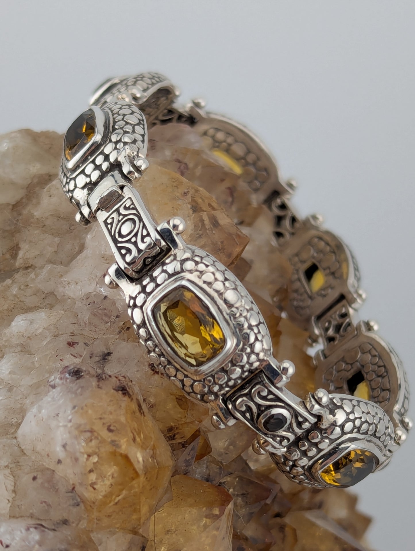 Large Citrine Sterling Silver Bracelet