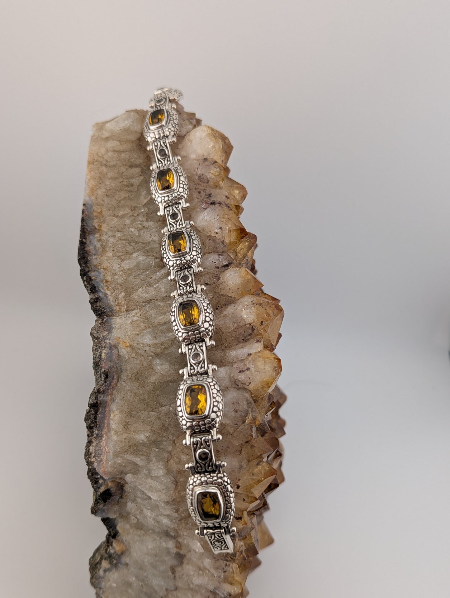 Large Citrine Sterling Silver Bracelet