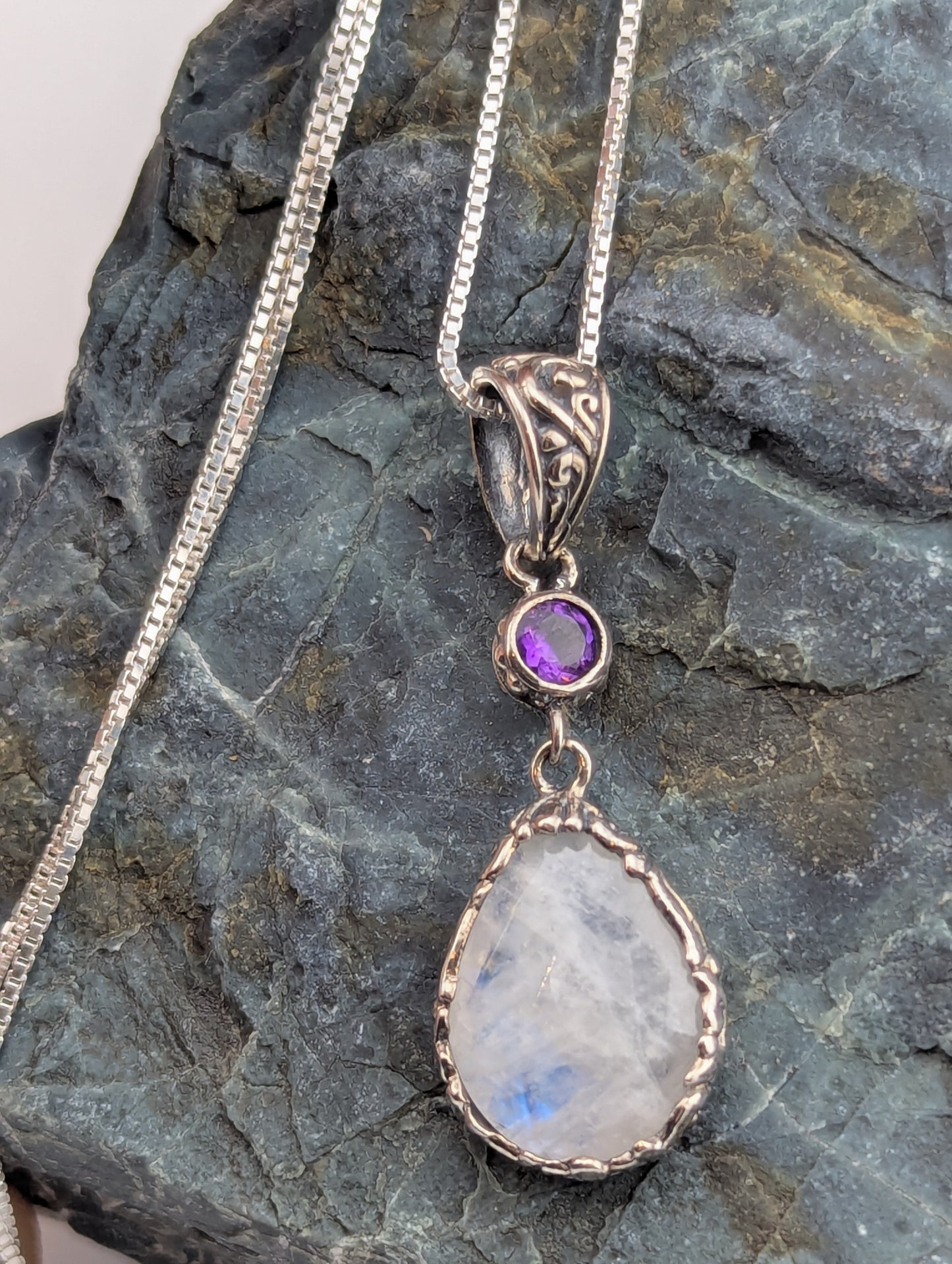 Moonstone and Amethyst Necklace
