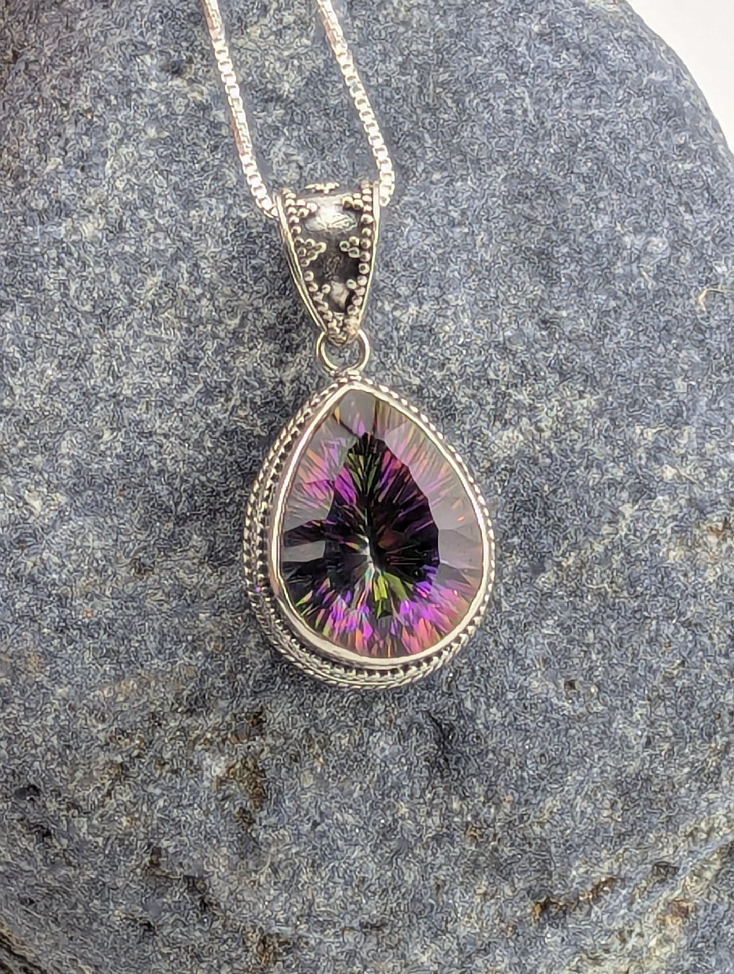 Large Mystic Topaz Pear Shaped Necklace
