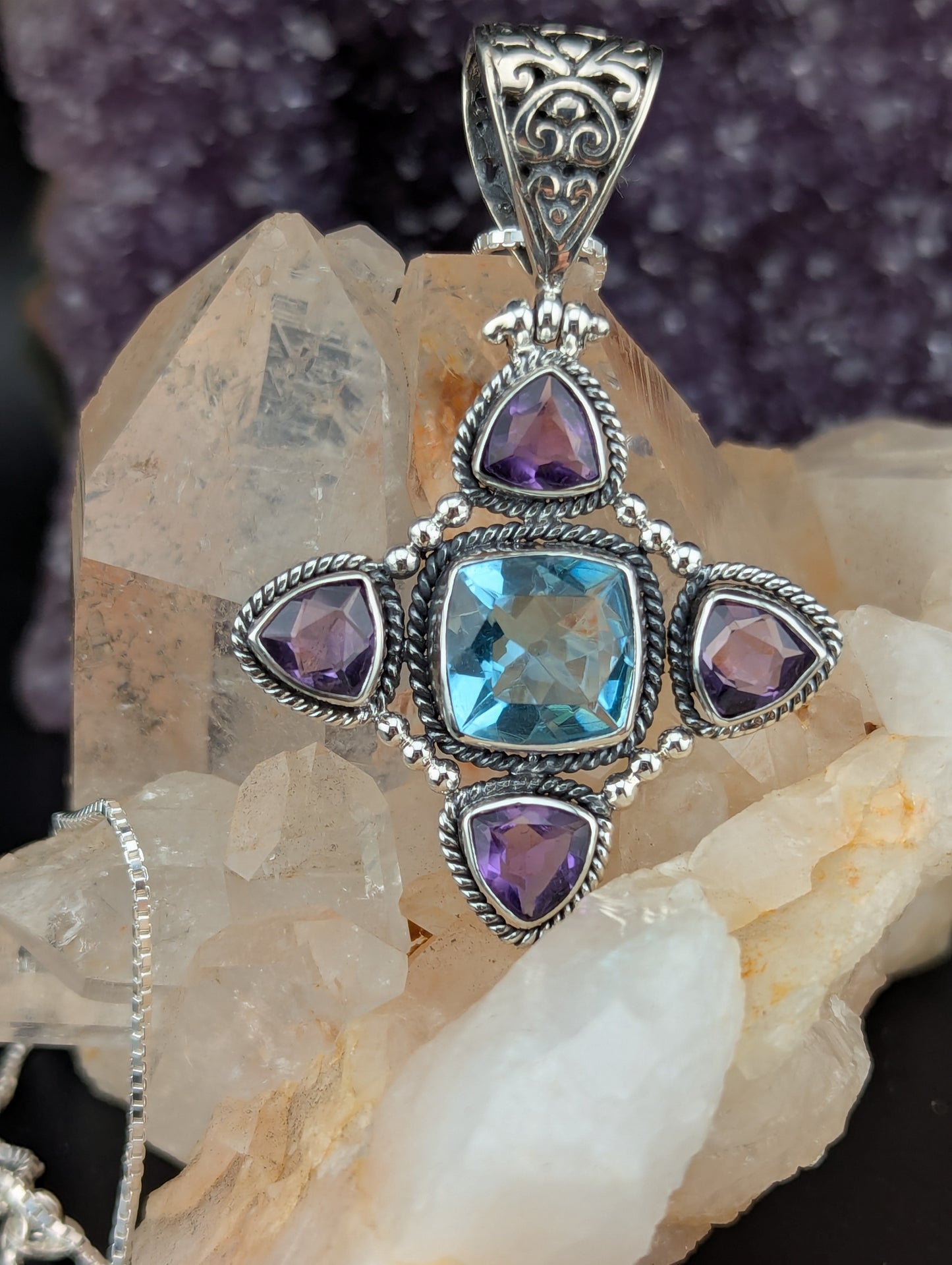 Blue Topaz and Amethyst Necklace