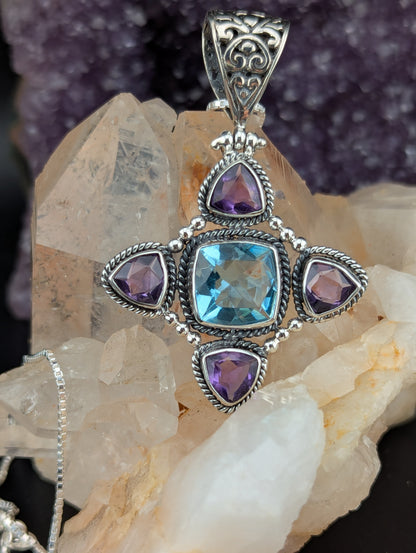 Blue Topaz and Amethyst Necklace