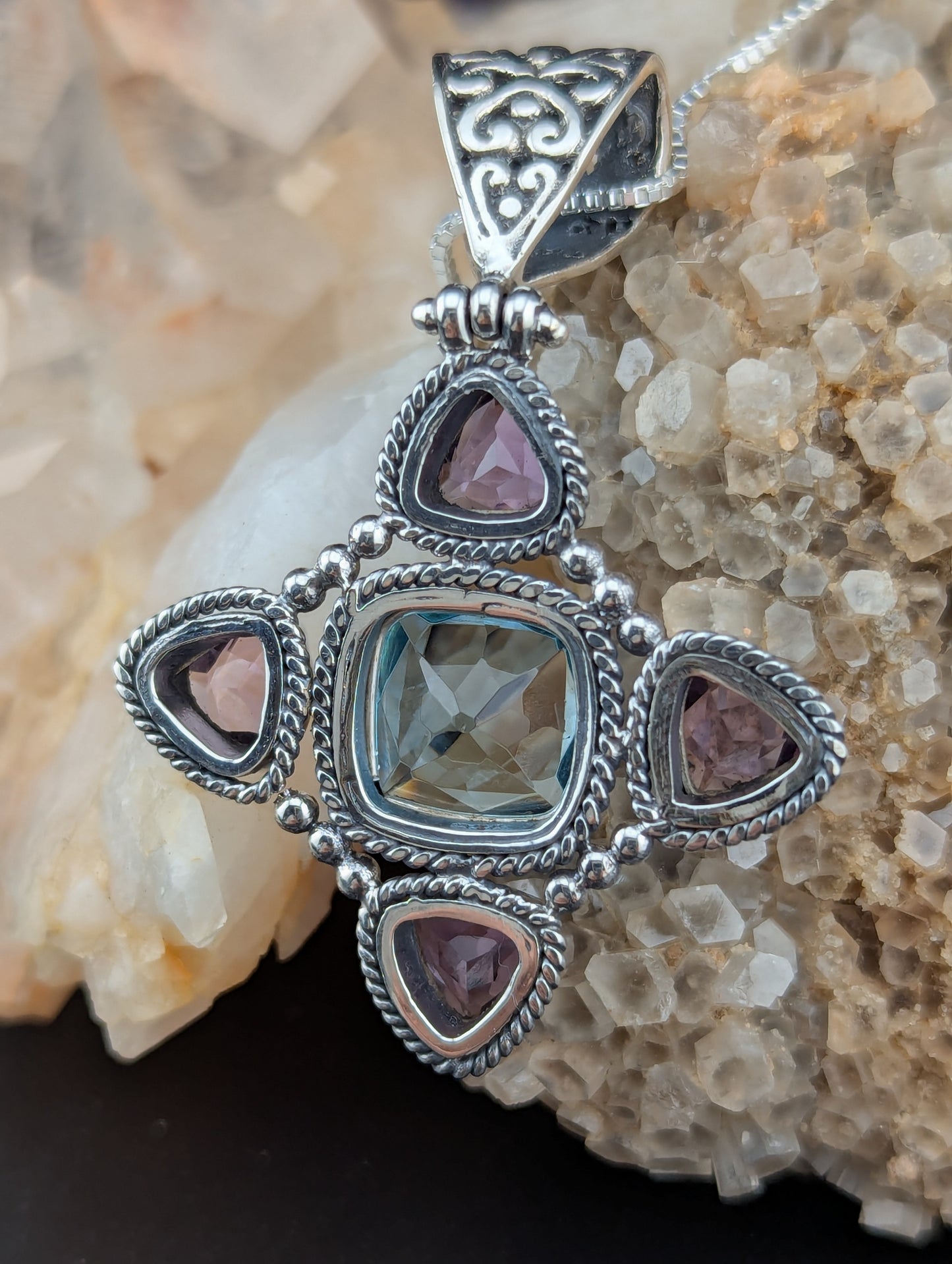 Blue Topaz and Amethyst Necklace