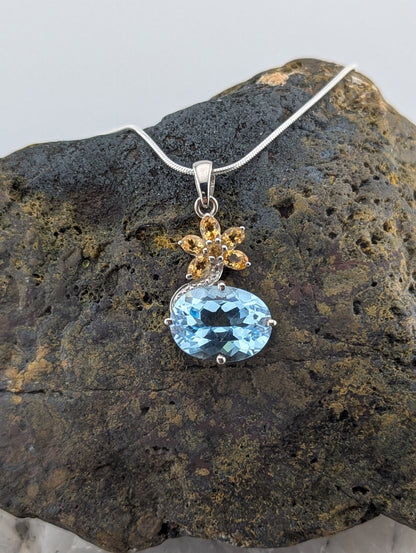 Blue Topaz Floral Necklace