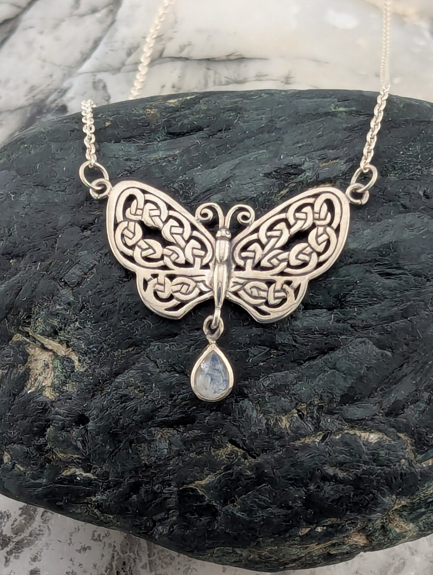 Celtic Butterfly & Moonstone Necklace