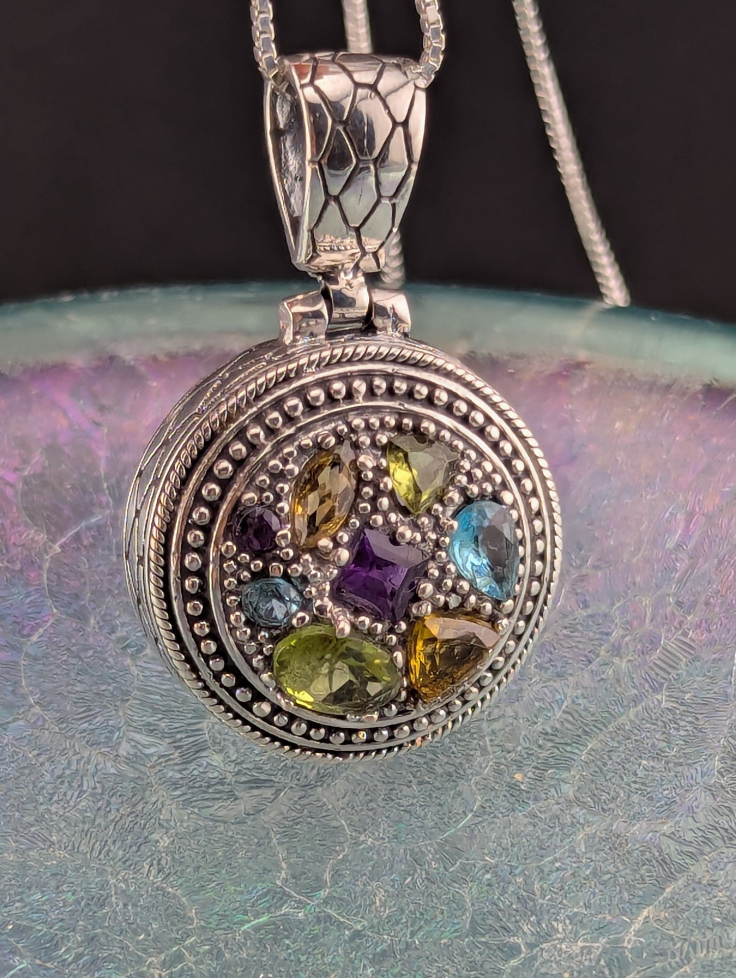 Multi Gemstone Round Necklace