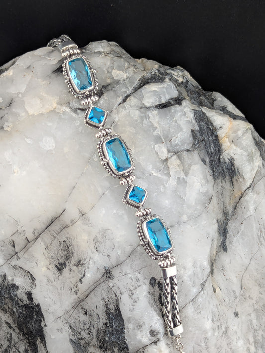 Blue Topaz Sterling Silver Bracelet