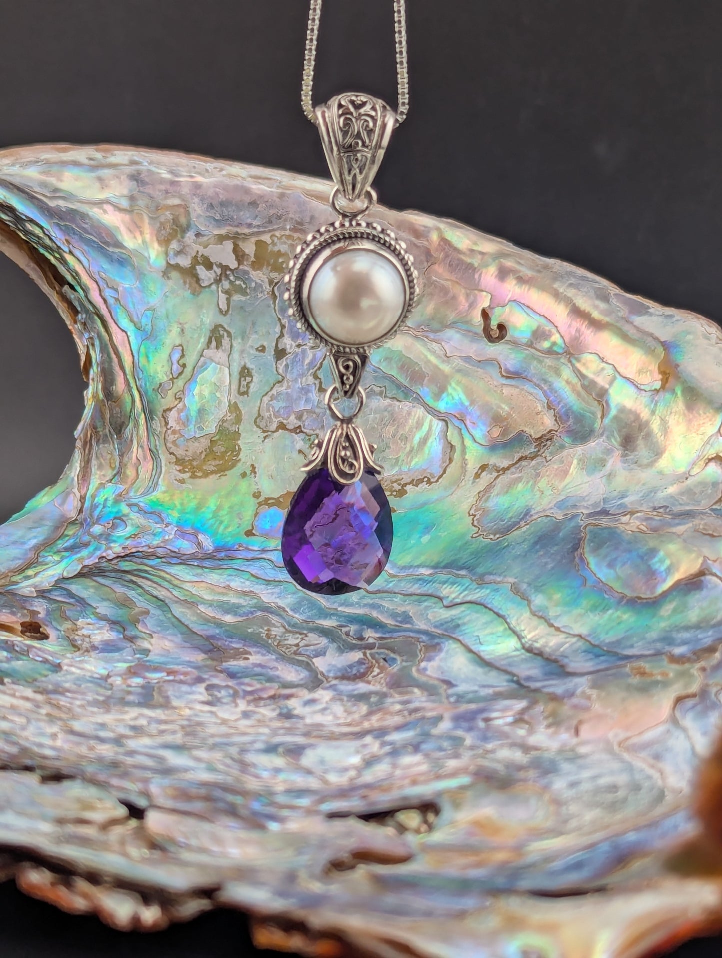 Fresh Water Pearl and Amethyst Necklace
