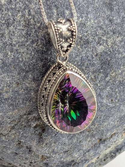 Large Mystic Topaz Pear Shaped Necklace