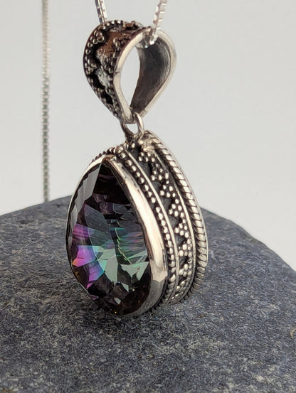 Large Mystic Topaz Pear Shaped Necklace