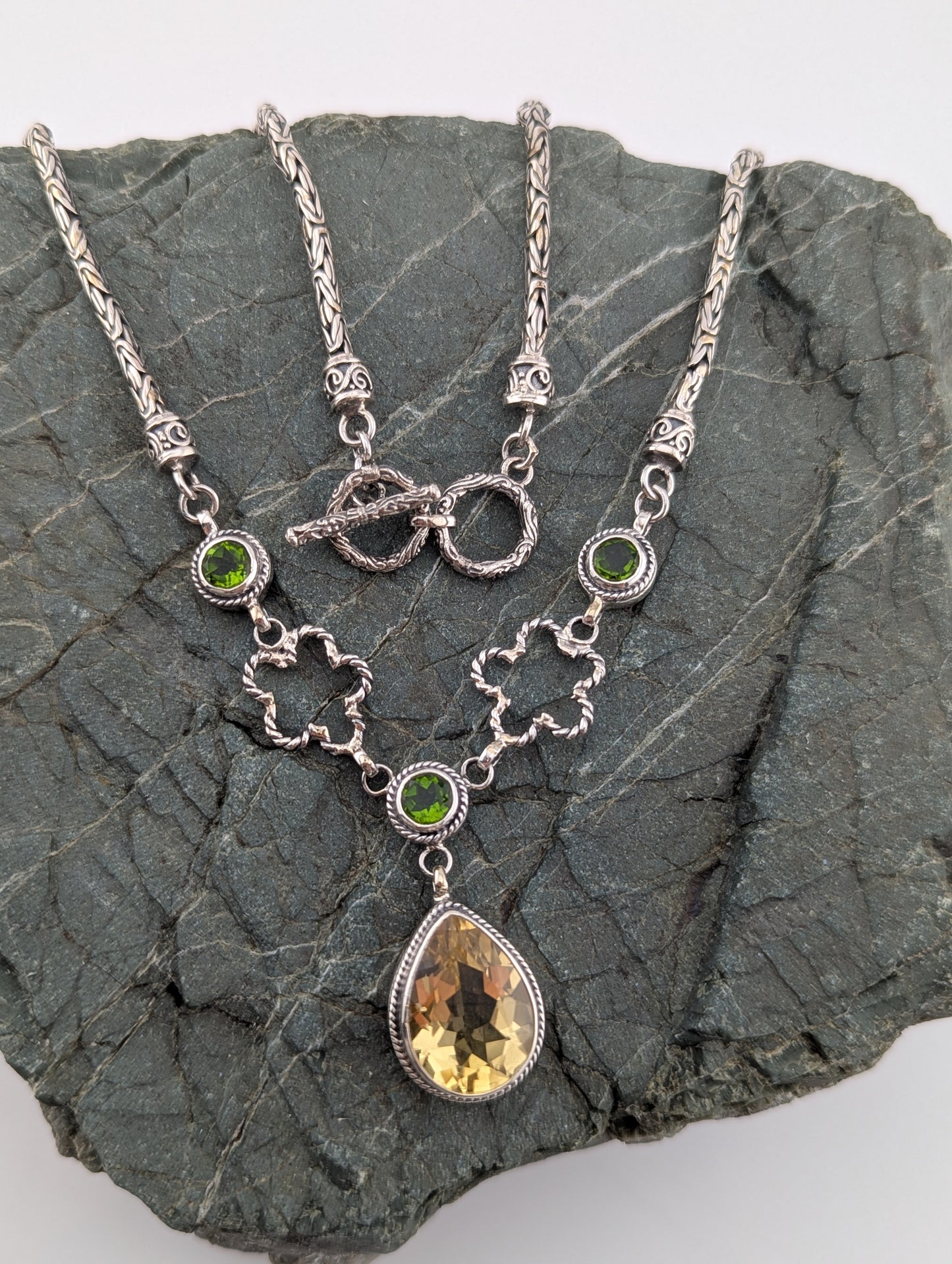 Citrine and Peridot Toggle Necklace