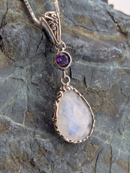 Moonstone and Amethyst Necklace