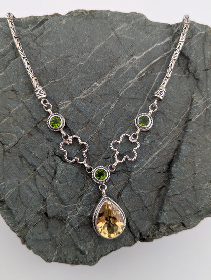 Citrine and Peridot Toggle Necklace