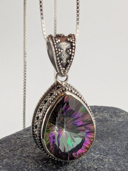 Large Mystic Topaz Pear Shaped Necklace