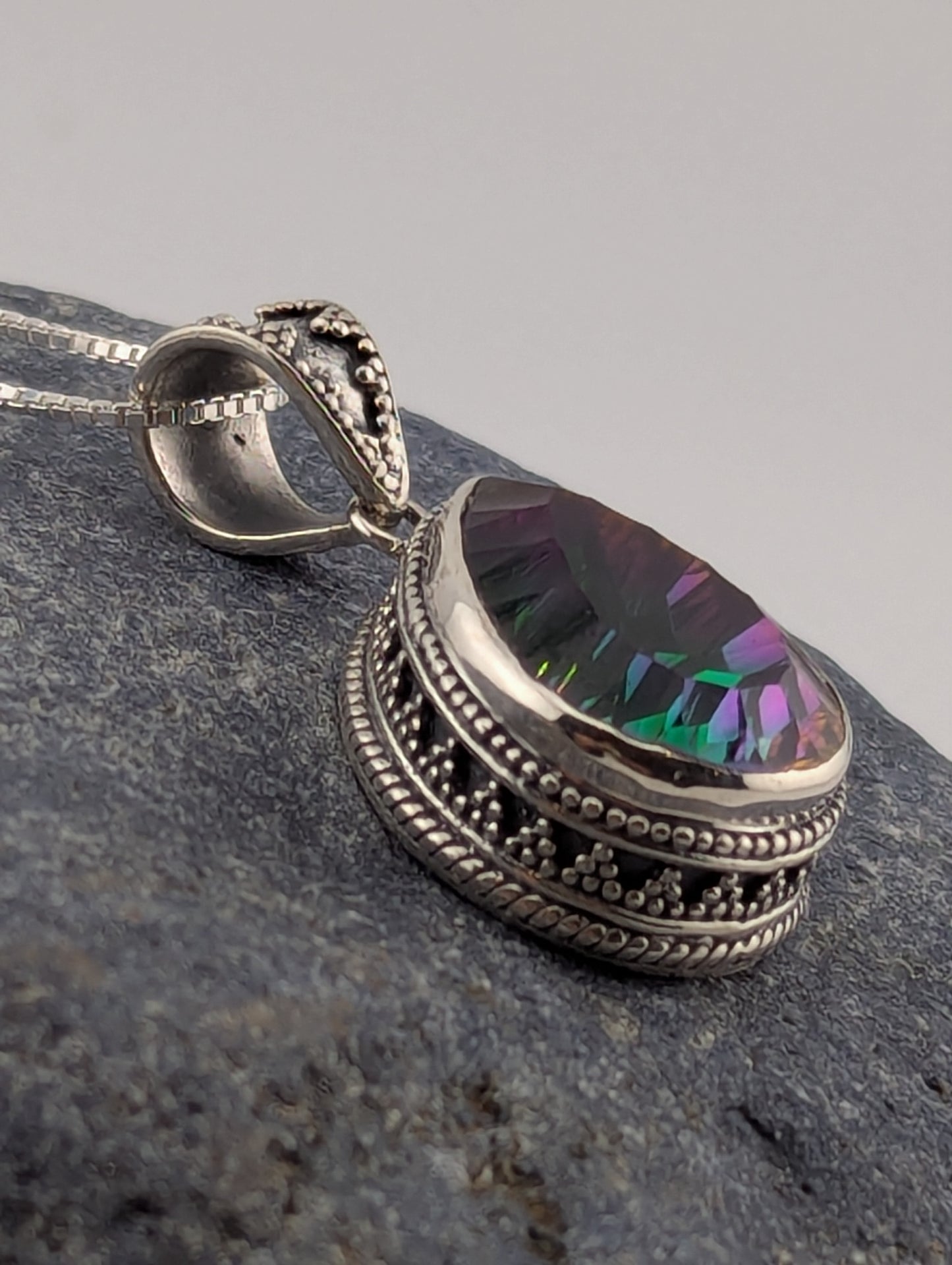 Large Mystic Topaz Pear Shaped Necklace