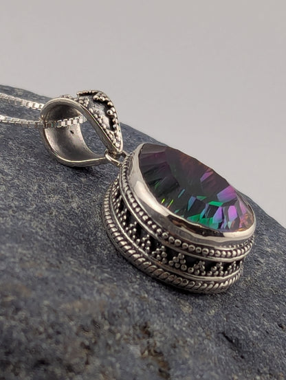 Large Mystic Topaz Pear Shaped Necklace