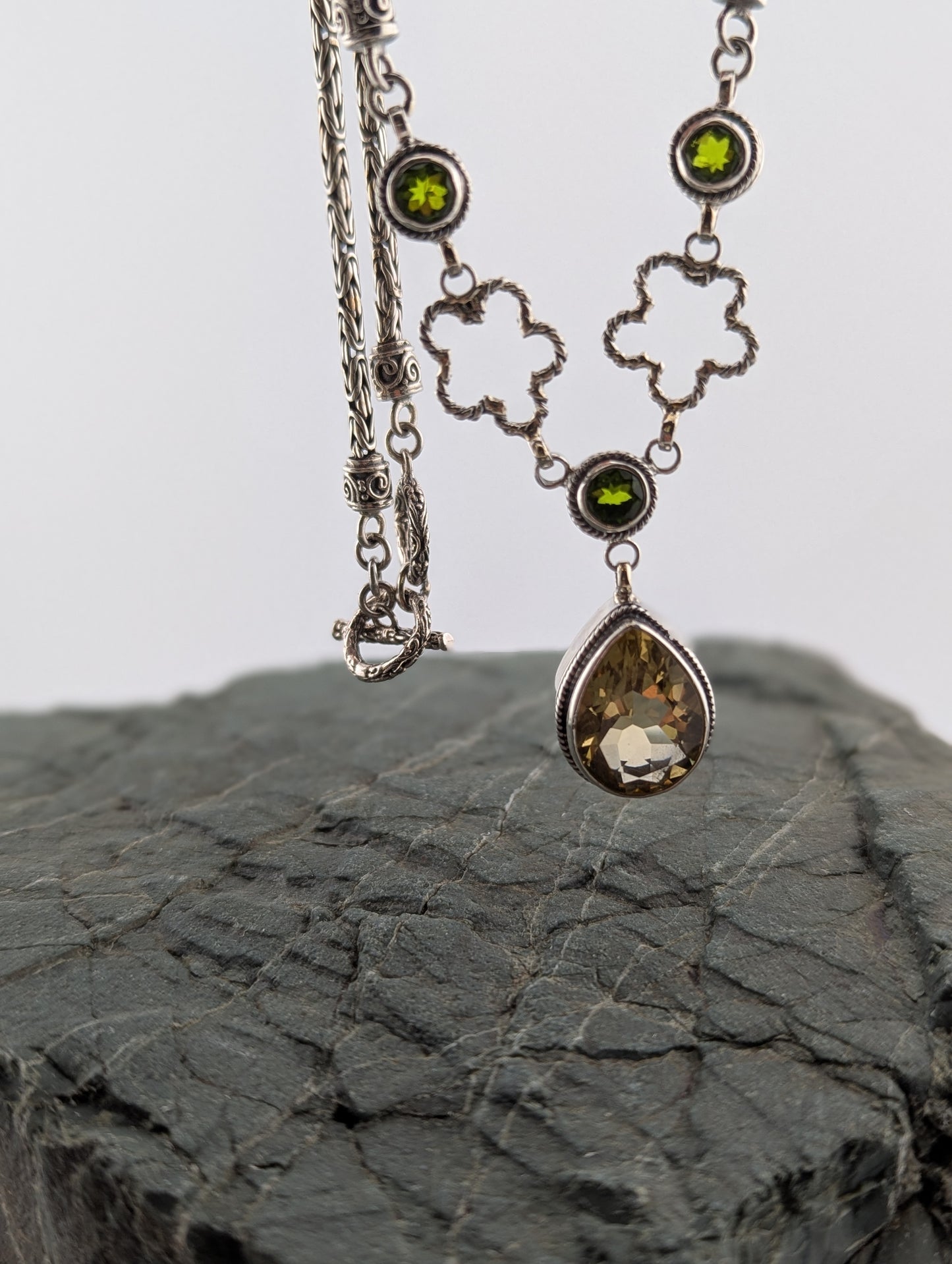 Citrine and Peridot Toggle Necklace