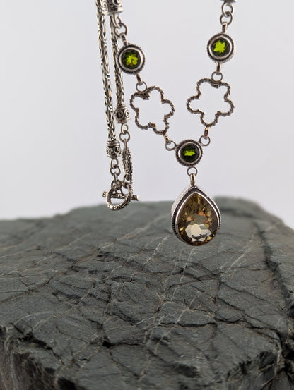 Citrine and Peridot Toggle Necklace