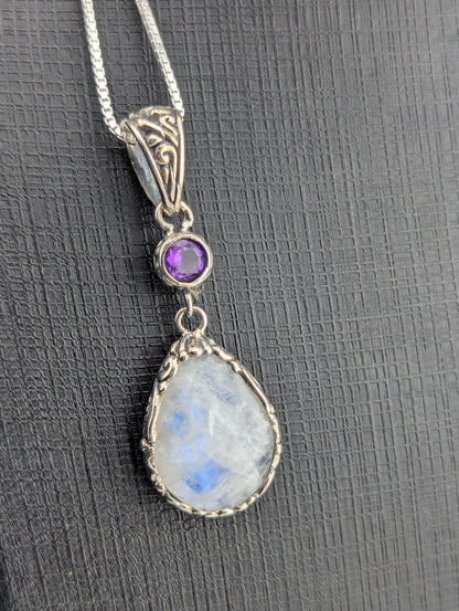 Moonstone and Amethyst Necklace
