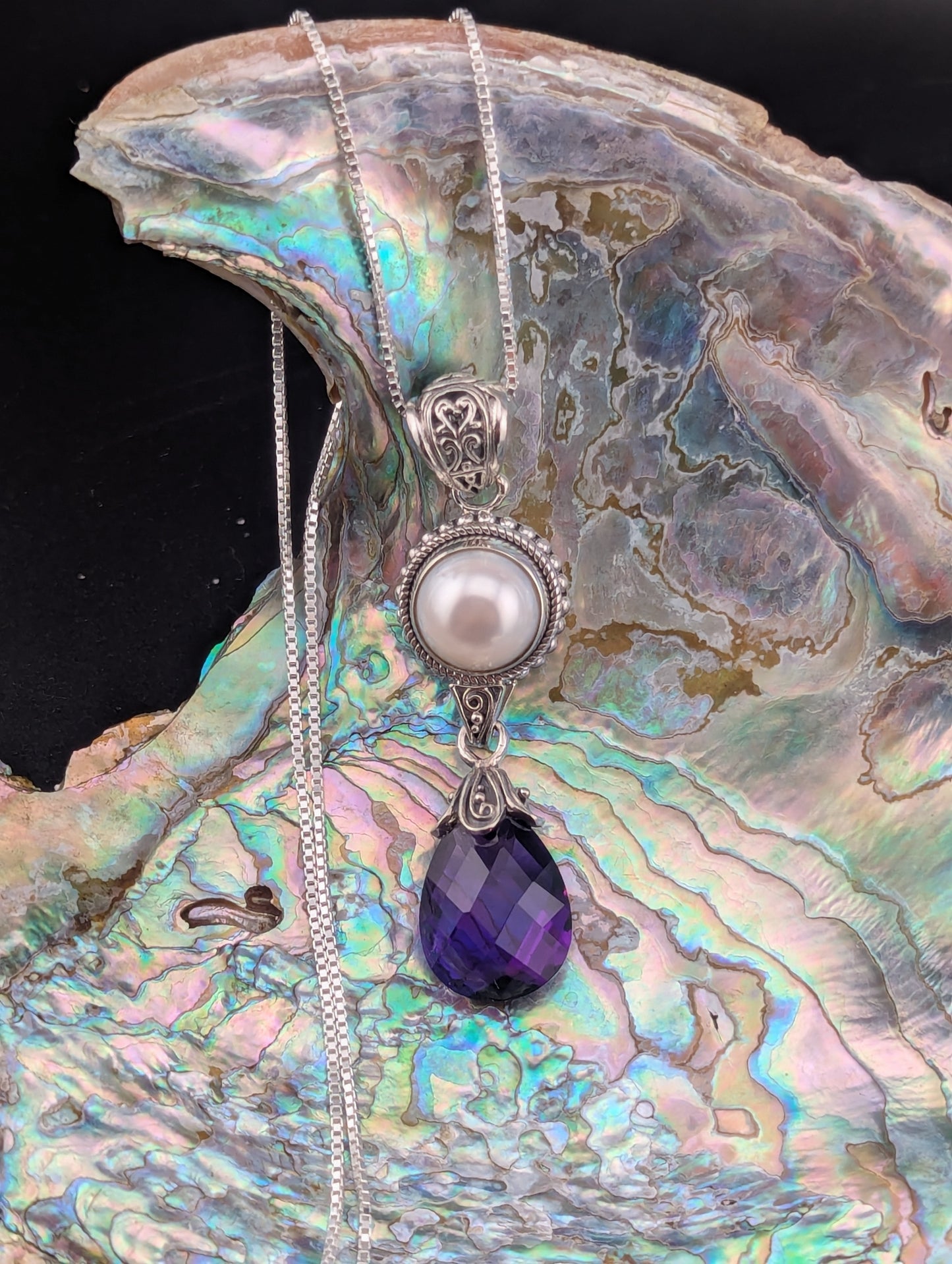 Fresh Water Pearl and Amethyst Necklace